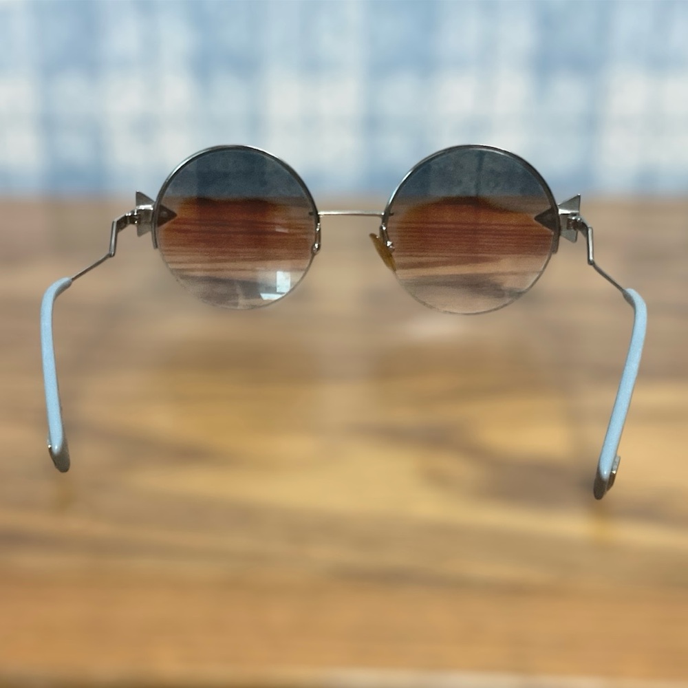 Fendi Round Gradient Sunglasses Silver Metal Arms FF0243/S Blue/Pink/Clear - Picture 6 of 11